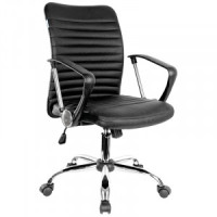 Кресло оператора Helmi HL-M09&quot;InstanceLUX,искусственная кожа черная,механизм качания,хром Арт.306215