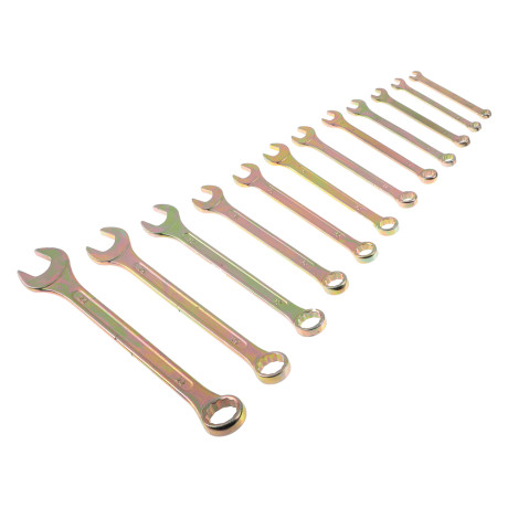 ЕРМАК Набор ключей рожково-накидных, 12 предм., 6-22мм, желтый цинк,