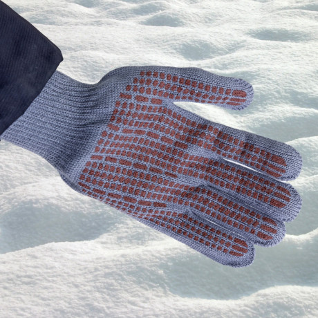 Перчатки трикотажные, акрил, ПВХ гель, "Протектор", серая туча, оверлок Сибртех