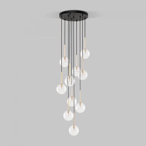 TK Lighting св-к подвесной 10х8W 420х420х1450 пластик золото/прозрачный/черный Nilos 5944 a068679