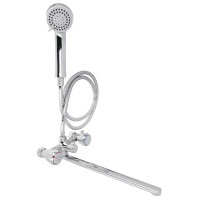 RAIN Смеситель для ванны Уран, прямой излив 35см, керам. кран-буксы 1/2, душ. набор, латунь, хром