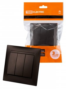 TDM ЛАМА выкл. СУ 3-х кл. 10А шоколад (10!) SQ1815-0503