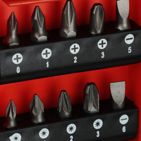 ЕРМАК Биты с держателем, 15 шт., в пласт. кейсе, 25 мм, PH0, 1, 2, 3, PZ0, 1, 2, 3 , SL5, 6, 7, T10