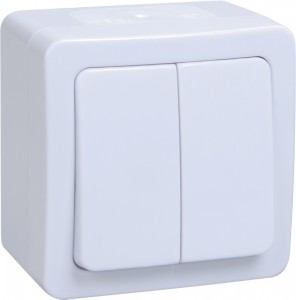 IEK ГЕРМЕС PLUS ВС20-2-0-ГПБ выкл. 2 кл. ОУ IP54 (цвет клавиши:белый) EVMP20-K01-10-54-EC