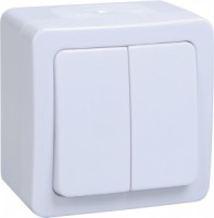 IEK ГЕРМЕС PLUS ВС20-2-0-ГПБ выкл. 2 кл. ОУ IP54 (цвет клавиши:белый) EVMP20-K01-10-54-EC