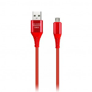 Дата-кабель USB(A)шт. - microUSBшт.Smartbuy рез.опл. Gear, 1м, мет.након., 2А, красн.(iK-12ERG red)