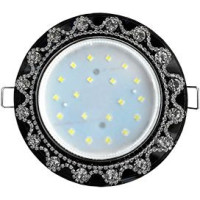 Ecola GX53 H4 LD5360 св-к Стекло Круг прозр.стразы Корона подсв. 4K Хром-Черн 52x120 SB53RNECB (10!)