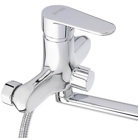 RAIN Смеситель для ванны Гранат, прямой излив 35см, душ. набор, картридж 35мм, латунь, хром