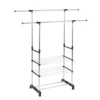 VETTA Вешалка напольная гардеробная, две полки, на колесиках, 145х155х43см