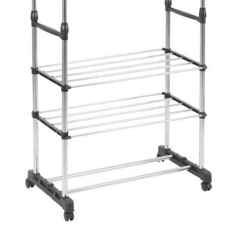 VETTA Вешалка напольная гардеробная, две полки, на колесиках, 145х155х43см