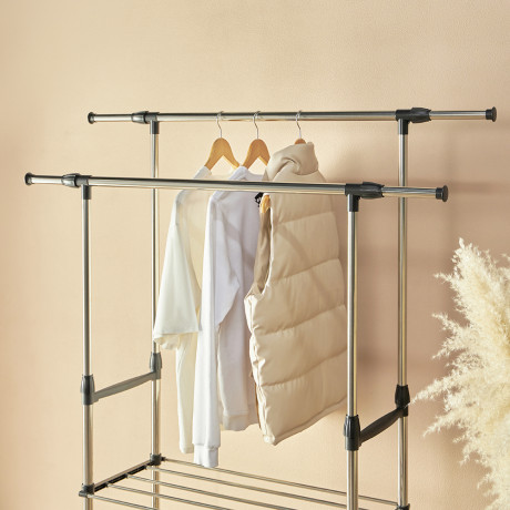 VETTA Вешалка напольная гардеробная, две полки, на колесиках, 145х155х43см