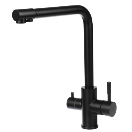 СоюзКран Смеситель для кухни с фильтром для пит. воды, картридж 35мм, нерж. сталь, черный SS01-G132