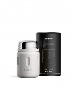 Термос BOBBER Jerrycan широк.горло 0,7л, склад. ложка, светло-серый