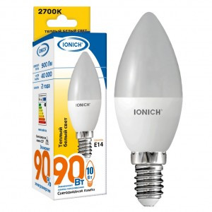 IONICH свеча C37 E14 10W(900lm) 2700К 2K 37x100 матов./пластик/алюм ILED-SMD2835-C37 1798