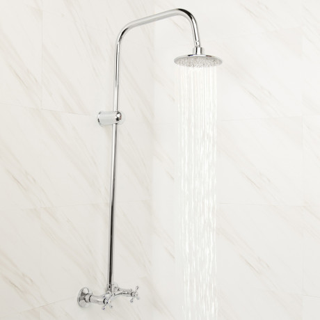 СоюзКран Душевая система со смесителем (кер. кран-буксы 1/2, цинк), верхний душ 1 режим, хром, тип 2