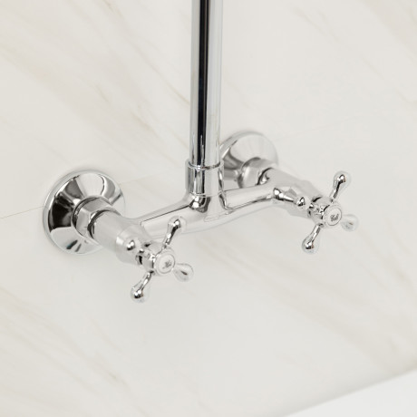 СоюзКран Душевая система со смесителем (кер. кран-буксы 1/2, цинк), верхний душ 1 режим, хром, тип 2