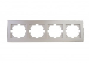 Lezard RAIN рамка 4 мест. горизонт. жемчужно-бел. металлик (PC) 703-3030-149