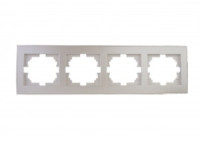 Lezard RAIN рамка 4 мест. горизонт. жемчужно-бел. металлик (PC) 703-3030-149