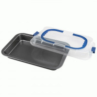 Форма д/запекания сталь прямоуг 36*23,2*4,3см переносная, крышка пластик TAPPO 108186 Mallony