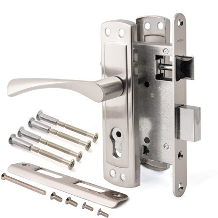 Замок врез 16-55/55.3323-A-NIS Apecs (мат.никель) б/цилиндра  \