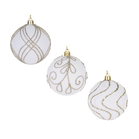 СНОУ БУМ Шар 8 см, флокированный, белый, 3 вида