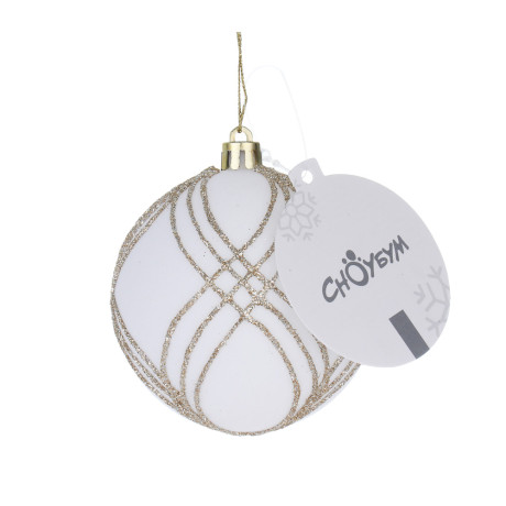 СНОУ БУМ Шар 8 см, флокированный, белый, 3 вида