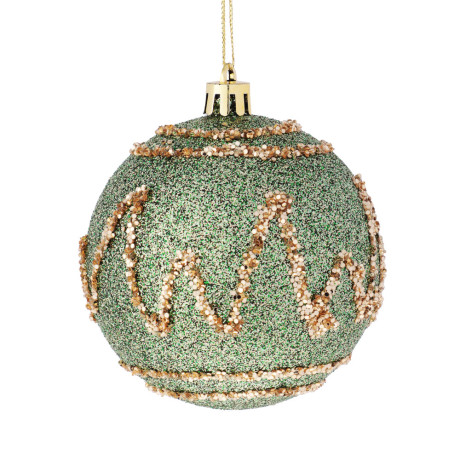 СНОУ БУМ Шар пластик 8 см, зеленый, с рисунком