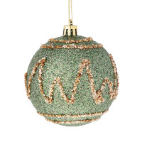 СНОУ БУМ Шар пластик 8 см, зеленый, с рисунком