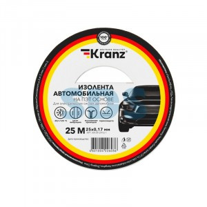 KRANZ Изолента автомобильная KRANZ полиэстер, 0.17х25 мм, 25 м KR-09-2916-1