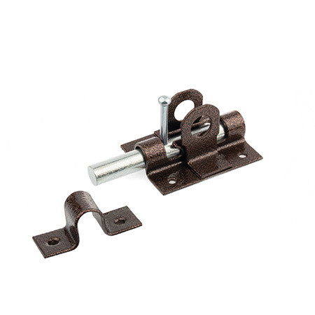 Засов накл. "Делга" Круглый ригель с проушиной (Медь)   \25