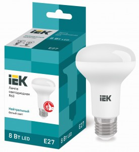 IEK R63 E27 8W(570lm) 4000K 4K 102x62 матов. ECO LLE-R63-8-230-40-E27