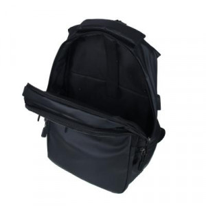 Рюкзак универсальный 46x30x11см, 2 отд., 3карм., пласт.спинка, ручка, USB, водоотталк.нейлон, черный