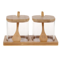 VETTA ЭКО Вуд Набор банок для хранения с ложкой, 9х8х8см, стекло, бамбук