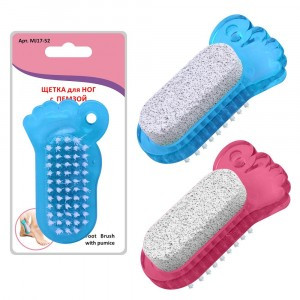Щетка д/ног с пемзой (кратность 6шт!!!), пластик, пемза MJ17-52 Мультидом