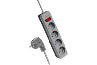 КОСМОС сет. удл.-фильтр ПВС 3х0.75 4роз. 1.5м 10А серый, земля, выкл.