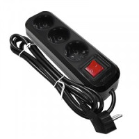 UNIVersal сет. удлинитель ПВС 3х1 3роз. 2м 16А черный земля, выкл. (корпус ABS) S-303 2019