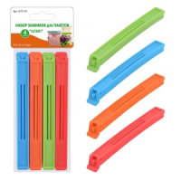 Зажимы д/пакетов &quot;Клип&quot;, набор 4шт/уп,цена за уп,14см (кратность 12шт!!!), пластик LF75-76 Мультидом