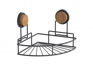 DIADONNA Полка для ванной угловая настенная (ABS) нерж.сталь, черный/дерево, D8331-1