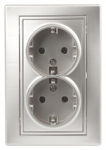 ЭРА Intro Plano роз. СУ 2 мест. 16А, 250В (земля, керамика) алюминий, 1-205-03  2663