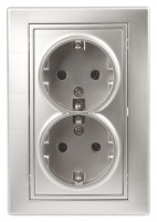 ЭРА Intro Plano роз. СУ 2 мест. 16А, 250В (земля, керамика) алюминий, 1-205-03  2663