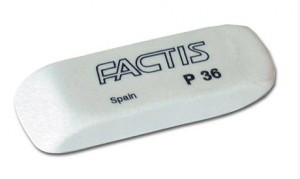 Резинка стирательная FACTIS пластиковая для карандаша со скош. краем, 56х19,5х9 мм, P-36