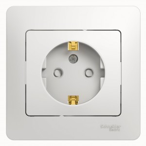 Systeme Electric GLOSSA роз. СУ 1 мест. бел. (пл.осн., земля, штор.) GSL000144 (15!)