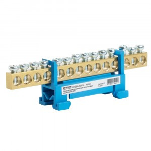 STEKKER шина нулевая "ноль" на DIN-изоляторе "стойка" 6x9, 14 отв. 76А, синий LD556-69-14 49561