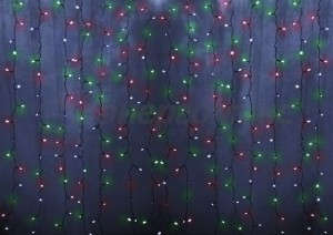 Гирлянда-занавес "Св/д дождь" 1,5x1/12нитей, 96LED разноцв., 8 реж IP20, присоска 235-029 Neon Night
