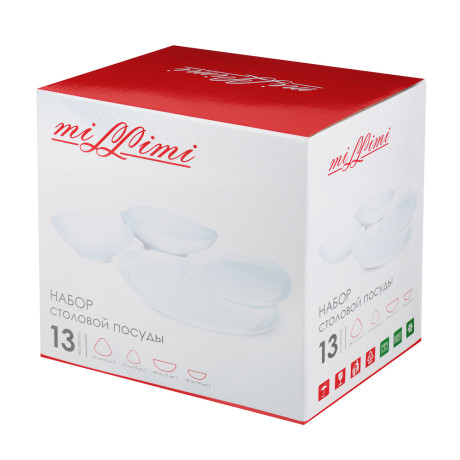 MILLIMI Набор столовой посуды 13 пр., треугольный, опаловое стекло