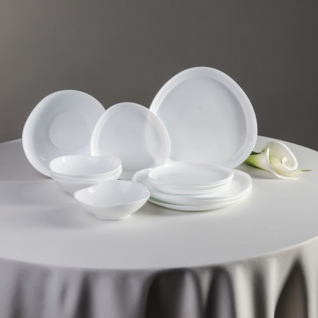 MILLIMI Набор столовой посуды 13 пр., треугольный, опаловое стекло