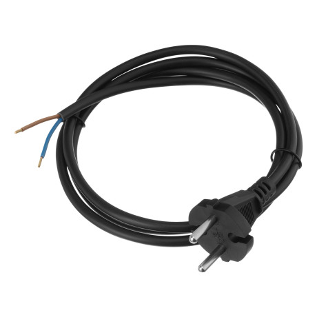 Шнур сетевой Energy Series, ПВС, 1,5 м, 2 x 1 мм, с неразборной вилкой, черный, Denzel