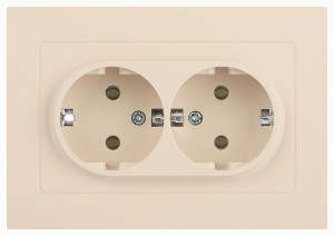 ЭРА Intro Accent мех. роз. СУ 2 мест. (земля), 16А 250В, слоновая кость 6-205-02