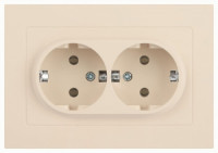 ЭРА Intro Accent мех. роз. СУ 2 мест. (земля), 16А 250В, слоновая кость 6-205-02