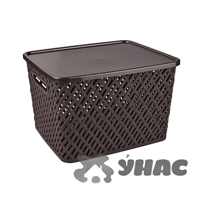 Корзина "Плетенка" 350*290*225 с крышкой Коричневый БШ3553